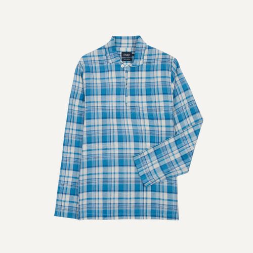 Blue Madras Check Linen Smock Shirt