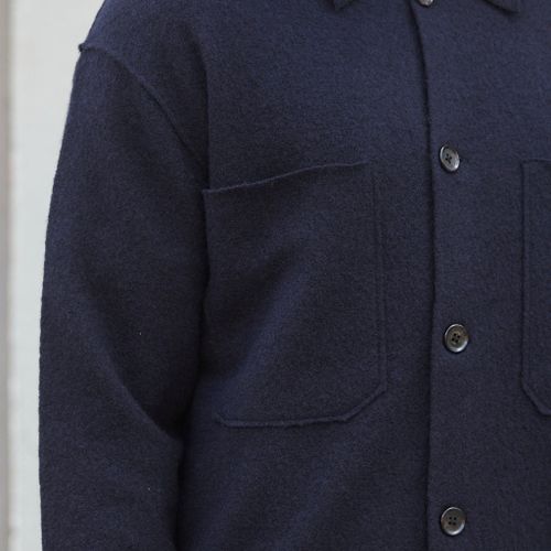 Jonas Overshirt Navy Boiled Wool