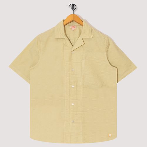 Seersucker Shark Collar Shirt - Pale Olive