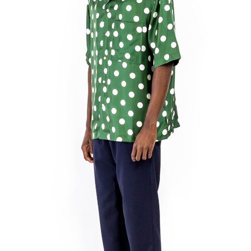 Rangi Shirt White Dots Green Silk