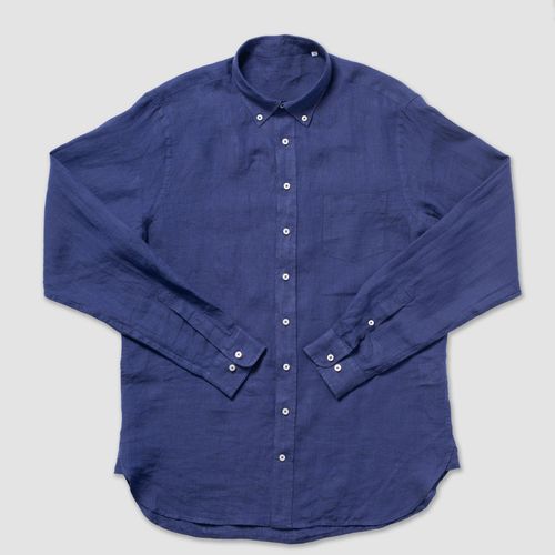 Linen Long Sleeve Shirt - Navy