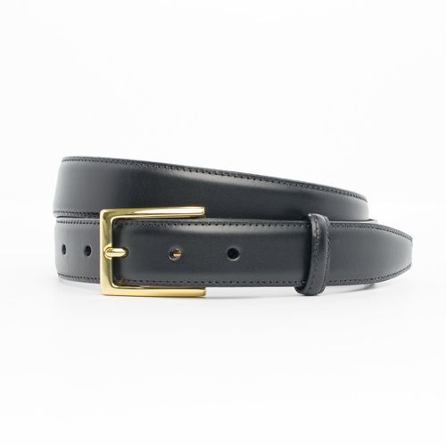 Black With Gold Italian Leather Belt