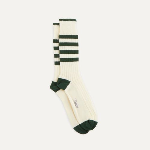 Green and Ecru Heavy Striped Sport Socks