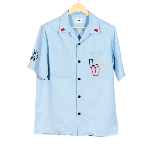 Julio Embroidery Short Sleeve Shirt Blue