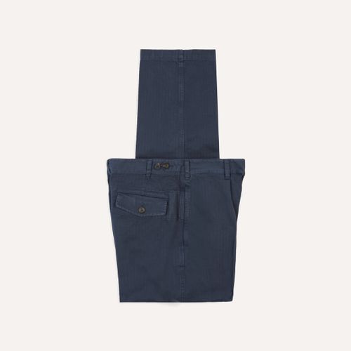 Navy Herringbone Cotton Games Trousers