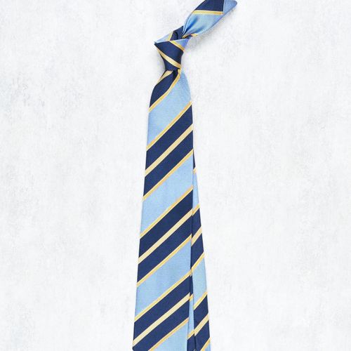 Drake's Light Blue/Navy/Yellow Stripe Herringbone Silk Tie (NOS)