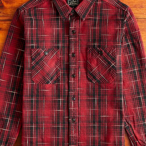 "Midare Kasuri" Heavyweight Flannel Overshirt in Red