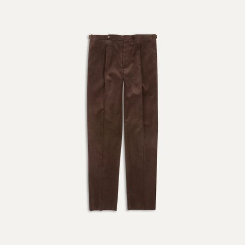 Brown Mid-Wale Corduroy Single Pleat Trouser