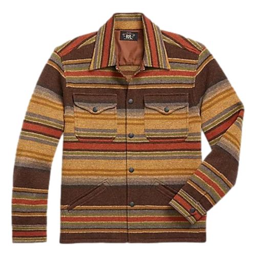 Striped Wool Workshirt Sweater Brown Stripe Multi