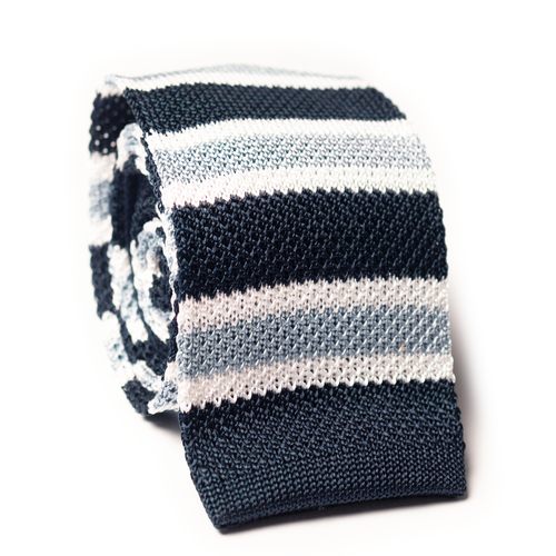 Silk Knit Tie Navy/white/light Blue