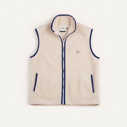 Ecru Boucle Wool Zip Fleece Vest