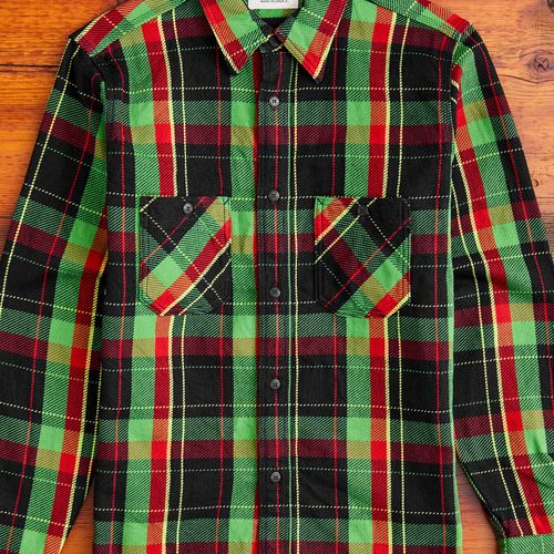 SIN23-01W Rope Dyed Flannel Shirt in Green