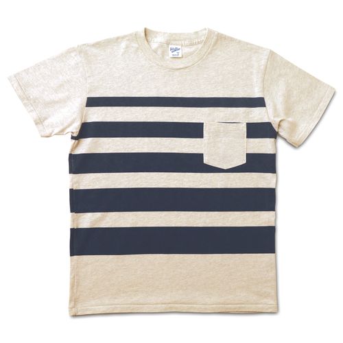 Wide Wave Stripe Tee / Oatmeal/Navy