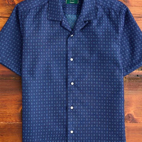 Dobby Camp Shirt in Indigo