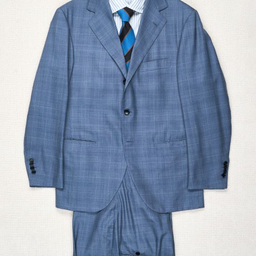 Liverano & Liverano Blue Check Wool/Silk Suit Bespoke (Pre-Owned)