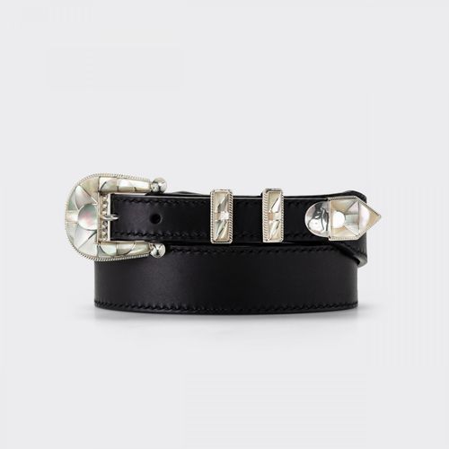 Native American Mother of Pearl Ranger Belt : Black