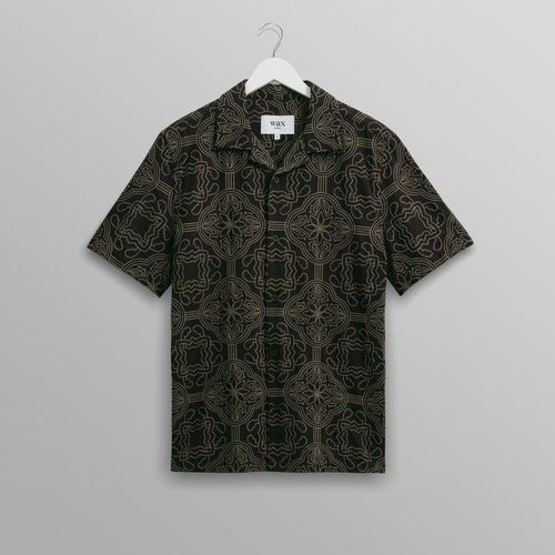 Didcot Shirt Black/Green Tile Stitch