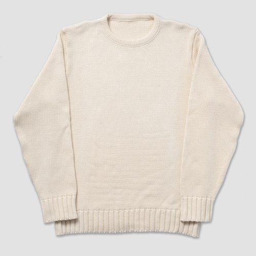 Chunky Cotton Crew Neck Sweater - Natural