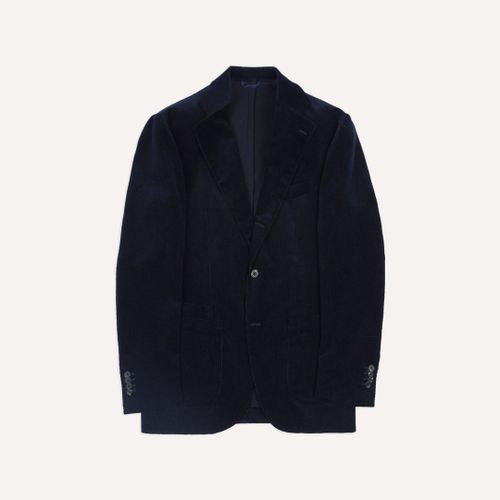 Navy Mid-Wale Cotton Corduroy Tailored Jacket