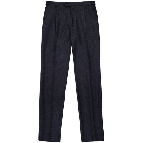 Trunk Winsley Single Pleat Wool Flannel Trousers: Dark Charcoal