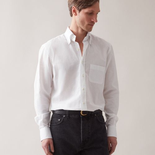 FERDINAND Cotton/Linen Button Down Shirt White White