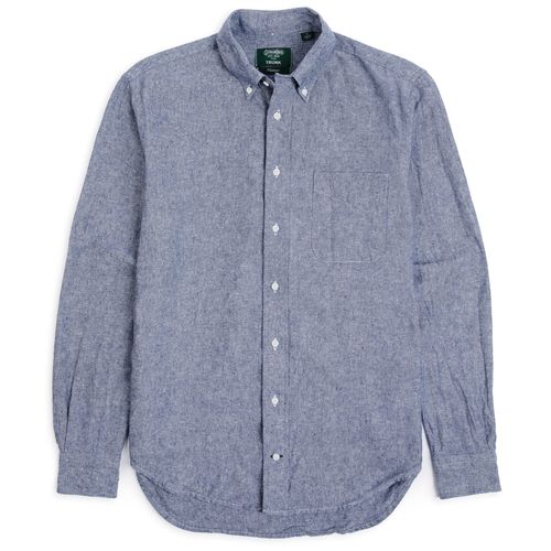 Gitman Vintage Cotton Linen Broadcloth Button Down Shirt: Denim