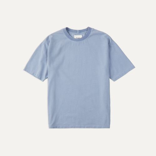 Light Indigo Cotton Crew Neck Hiking T-Shirt