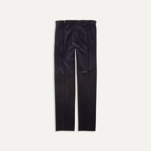 Navy Mid-Wale Corduroy Single Pleat Trouser