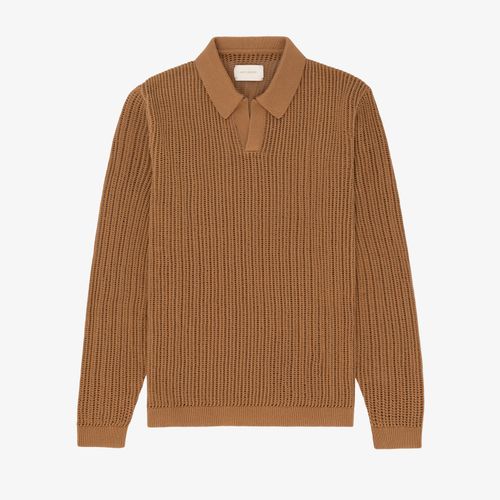 Long-Sleeve Mesh Knit Polo