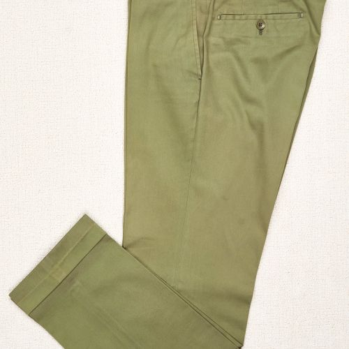 Rota Olive Cotton Flat Front Trousers (Pre-Owned)