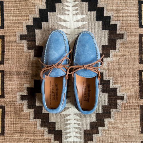 Wythe x Yuketen Handmade Suede Canoe Mocs - Ox Blue