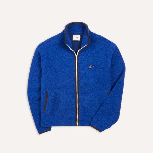 Blue Boucle Wool Zip Fleece Jacket