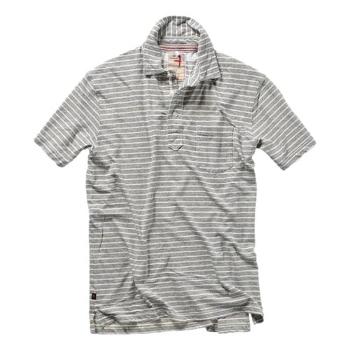 Hemp Stripe Polo White Blue Stripe