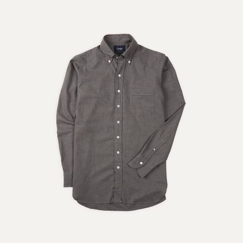 Grey Cotton Flannel Button-Down Shirt