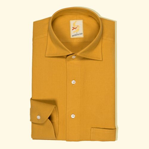 Saffron Yellow Flanneled Cotton ShirtSaffron Yellow Flanneled Cotton Shirt