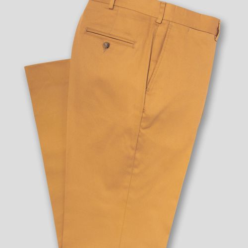 Washed Twill Chino Trousers Classic Fit - Wheat