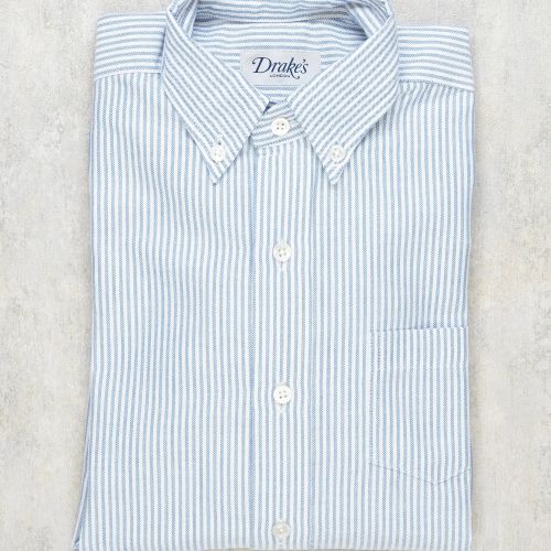 Drake's Boy's Blue White Stripe Oxford Button Down Shirt (NOS)