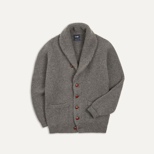 Grey Lambswool Shawl Collar Cardigan