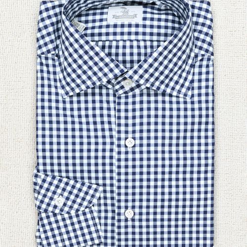 The Armoury Navy with White Gingham Cotton Spread Collar Shirt (NOS)