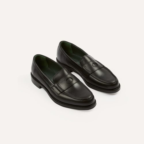 Black Leather Charles Goodyear Welted Penny Loafer