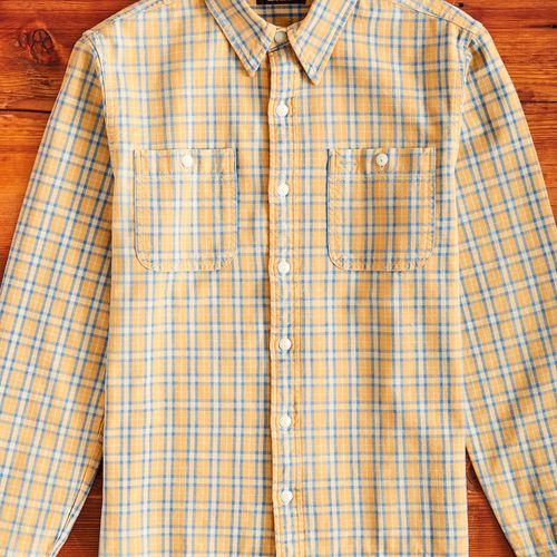 Cody Work Shirt in Tan/Indigo