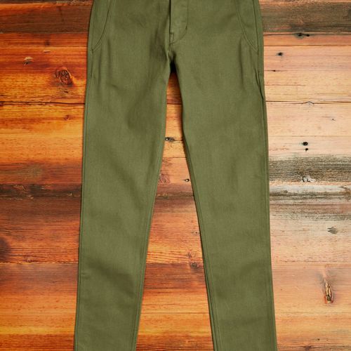 "Infantry Pant" in Green Selvedge Twill