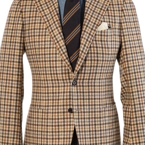 The Armoury by Ring Jacket Model 3 Brown Beige Loro Piana Wool-Mohair-Silk Check Sport Coat (NOS)