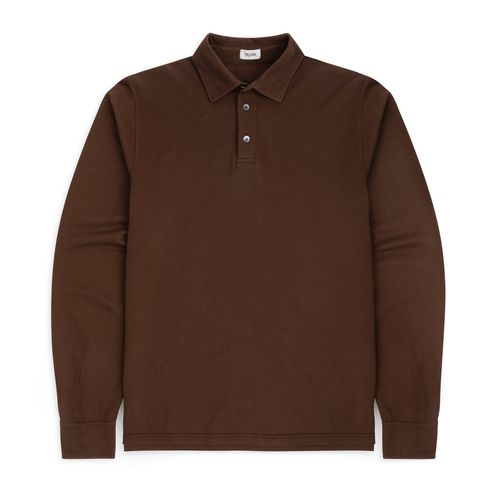 Trunk Moxon Long Sleeve Polo Shirt: Dark Brown