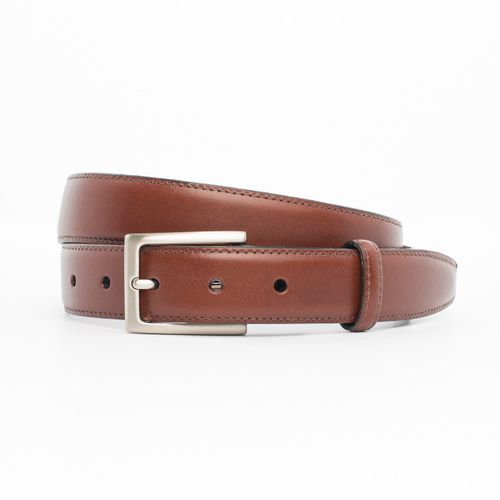 Cognac With Silver Italian Leather Belt