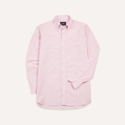 Pink Ticking Stripe Cotton Oxford Cloth Button-Down Shirt