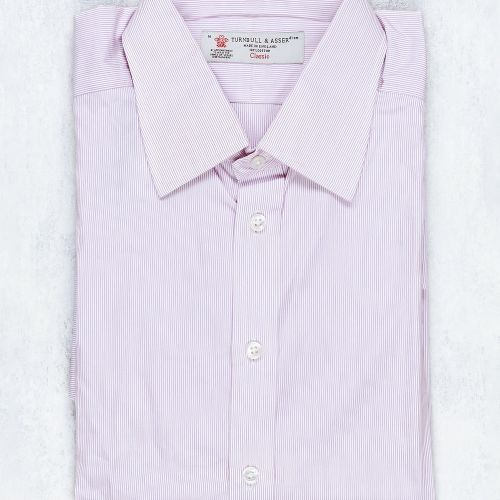 Turnbull & Asser Purple Stripe Poplin Cotton Spread Collar Shirt (NOS)