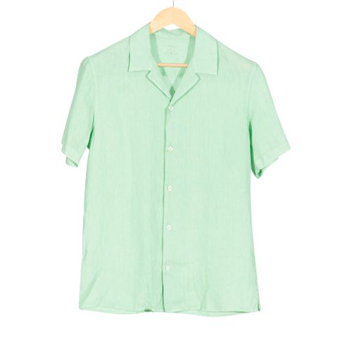 Light Green Short Sleeve Linen Shirt