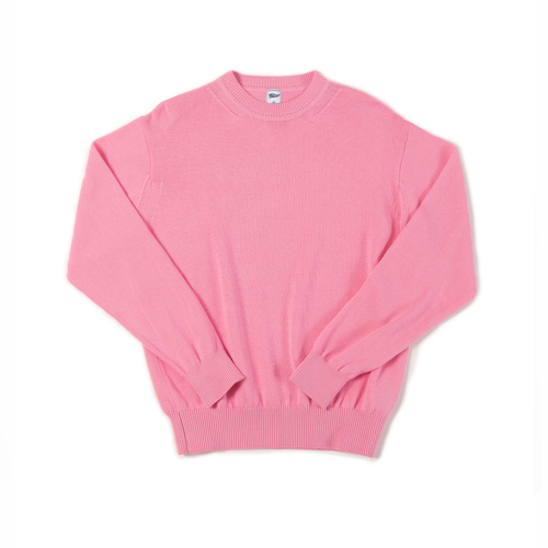 Solid Cotton Crew Neck Sweater - Pink