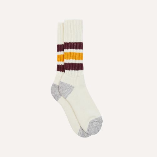 RoToTo Burgundy and Yellow Cotton Crew Socks